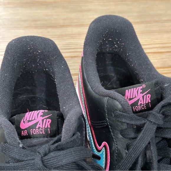 NIKE AIR FORCE 1 LOW SPORT NBA BLACK BLUE GALE LASER FUCHSIA NEON SIZE 10.5 - Picture 4 of 16